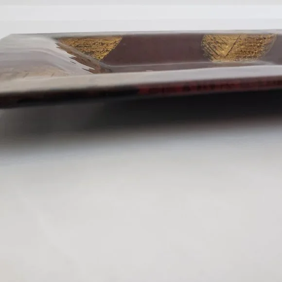 Gold leaf, brown rectangular plate - Picture 3 of 4